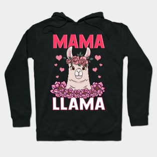 Mama Llama Mom Motherhood Floral Hearts Mothers Day Hoodie